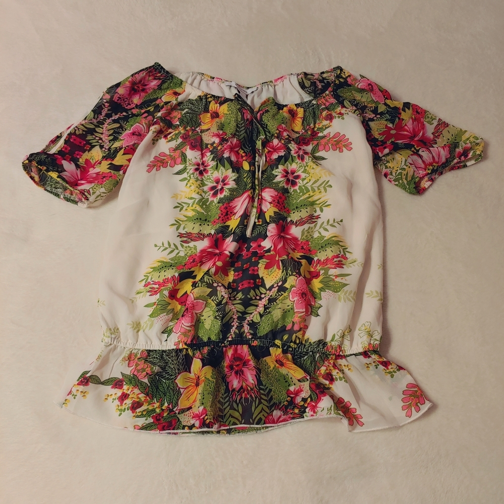 Dressbarn floral cold shoulder Blouse - Women's Small